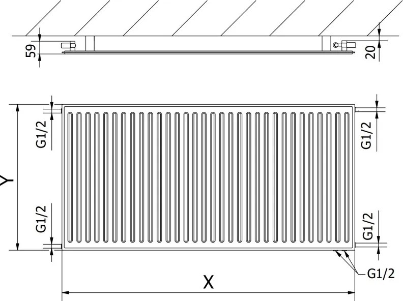 Mexen CVH10 Hygiene grzejnik płytowy 500 x 1000 mm, podłączenie dolne, 530 W, antracyt - W610H-050-100-66