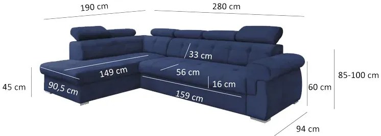 Granatowy lewy narożnik z funkcją spania Z9-W53