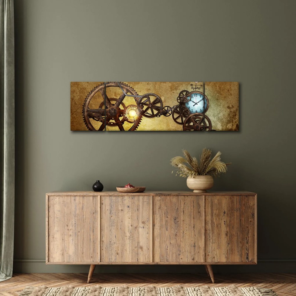 Obraz starych mechanizmów zegarowych (170x50 cm)