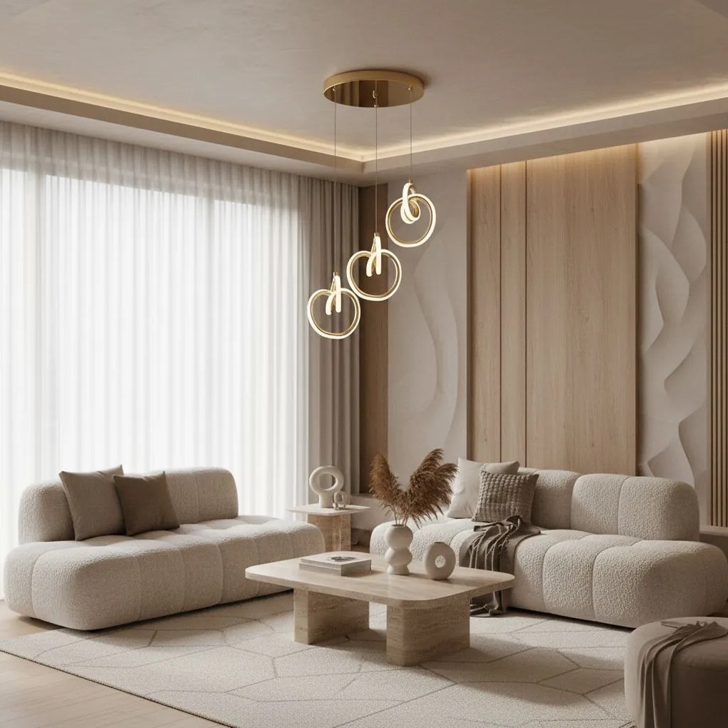 LAMPA SUFITOWA WISZĄCA LED LHJ093-3CP ZŁOTA