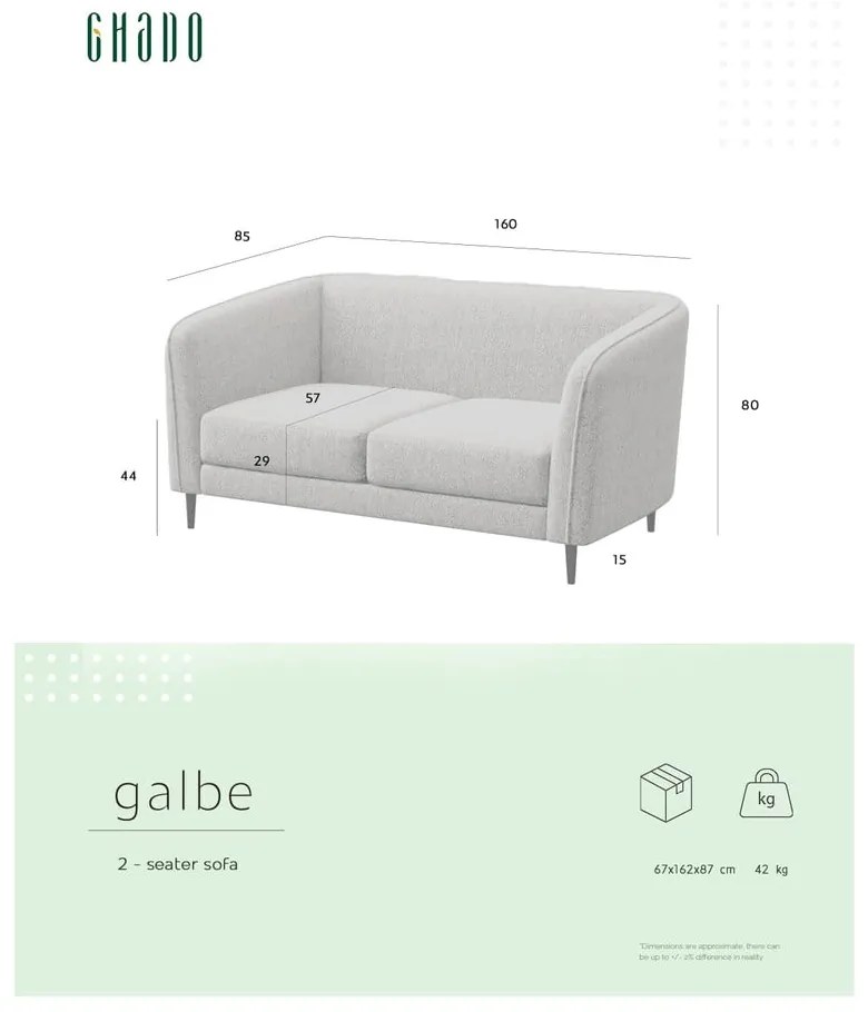 Żółta sofa 160 cm Galbe – Ghado