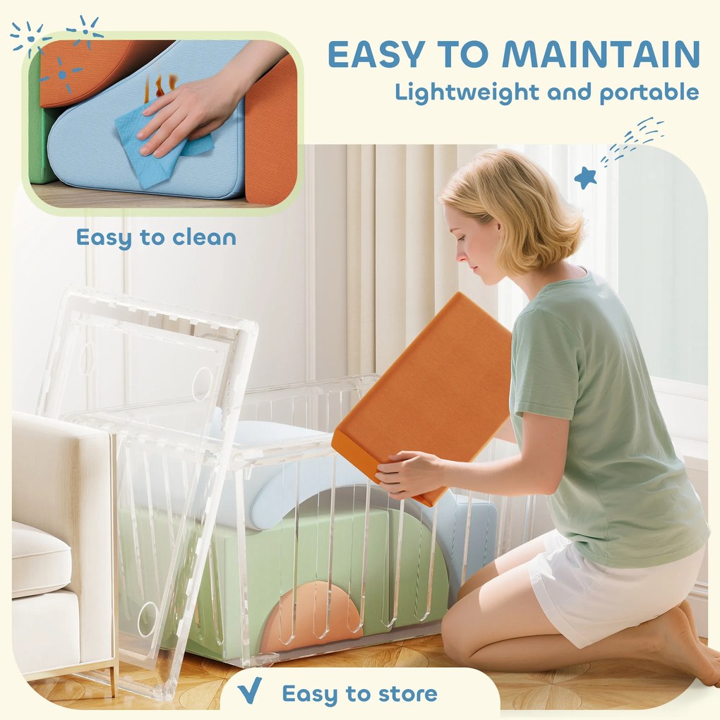 AIYAPLAY 5-częściowy zestaw międnych klocków dla dzieci, do wspinaczki, raczkowania, budowania, lekki, Cord, pianka, kolorowy