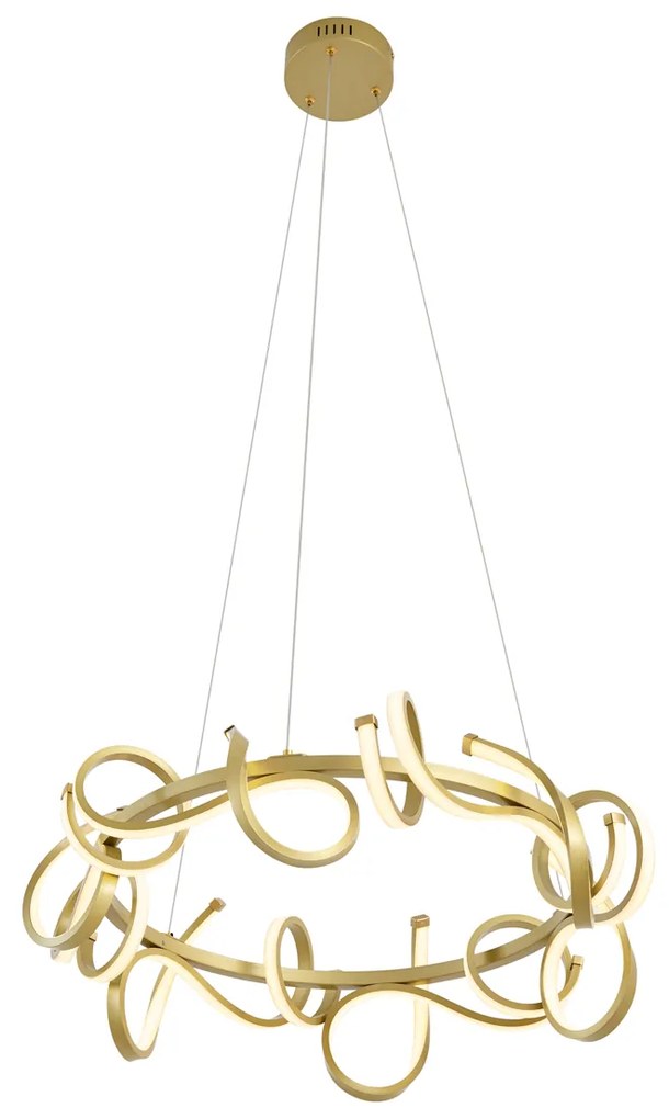 Designerska lampa wisząca złota okrągła z 3-stopniowym ściemnianiem - Krisscross Nowoczesny Oswietlenie wewnetrzne
