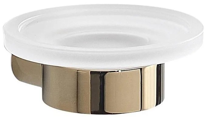 Gedy - Ścienna mydelniczka PIRENEI mleczne szkło/złota