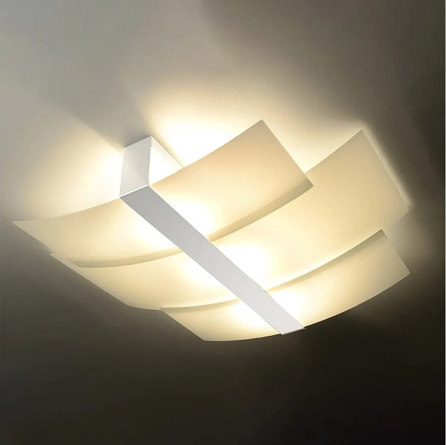 Plafony nowoczesny Zelora, stal/szkło - 3 źródło światła 3000K - L.61 x H.7 cm - biały