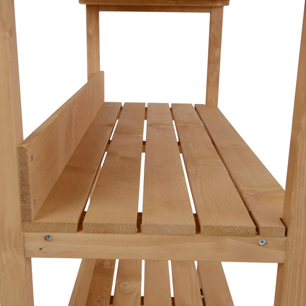 Outsunny stół do roślin z metalową powierzchnią roboczą drewno naturalne 76x37x89cm | Aosom PL