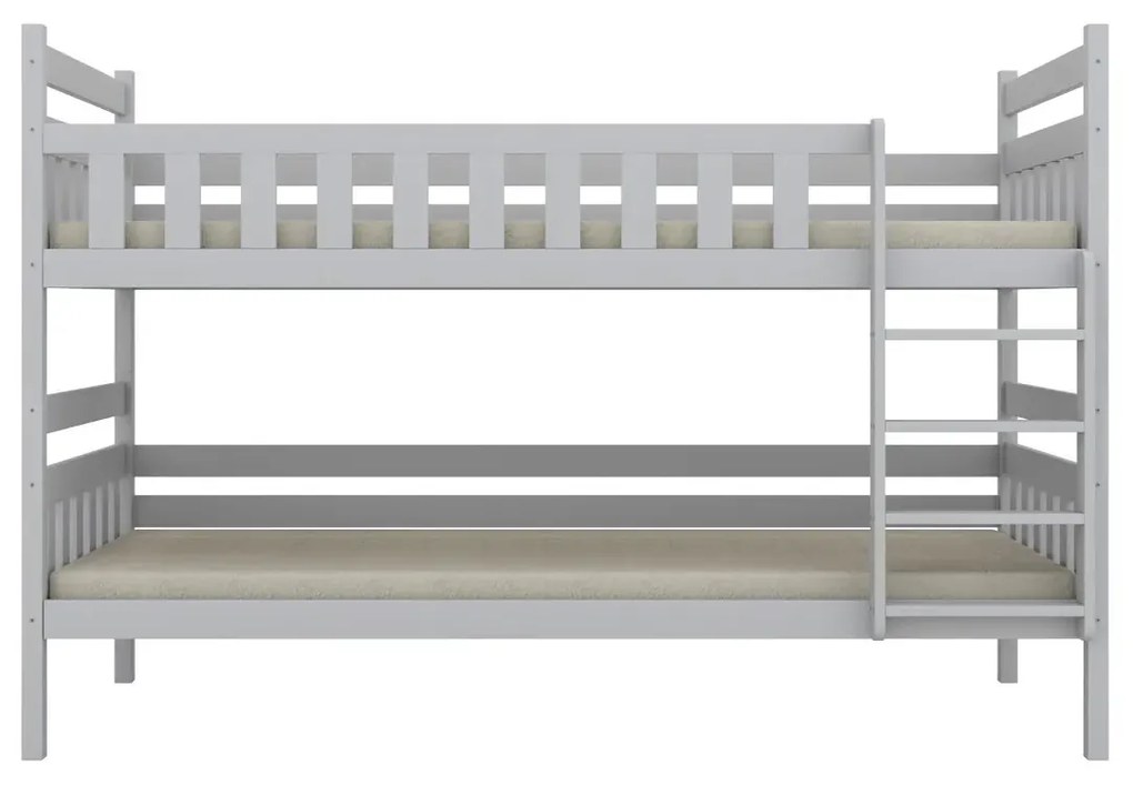 Łóżko piętrowe BARTEK 160x80 białe drewniane trzyosobowe KOCOT KIDS