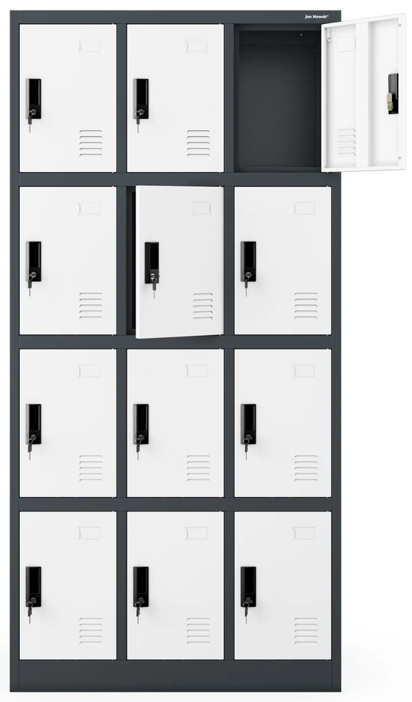 Szafka skrytkowa socjalna BHP antracytowo-biała: MARCIN, 900 x 1850 x 400 mm