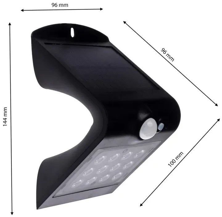 Czarny kinkiet zewnętrzny z czujką ruchu - 1.5W Z6-K85