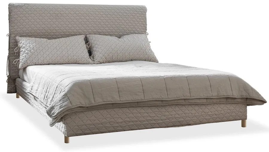 Beżowe tapicerowane łóżko dwuosobowe ze stelażem 180x200 cm Sleepy Luna – Miuform