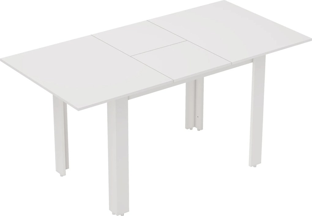 HOMCOM Rozkładany stół jadalniany 120-160 x 70 cm, regulowany stół kuchenny dla 4-6 osób, MDF, biały wysoki połysk