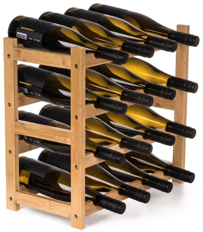 G21 Bambusowy regał na wino, 16 butelek, M