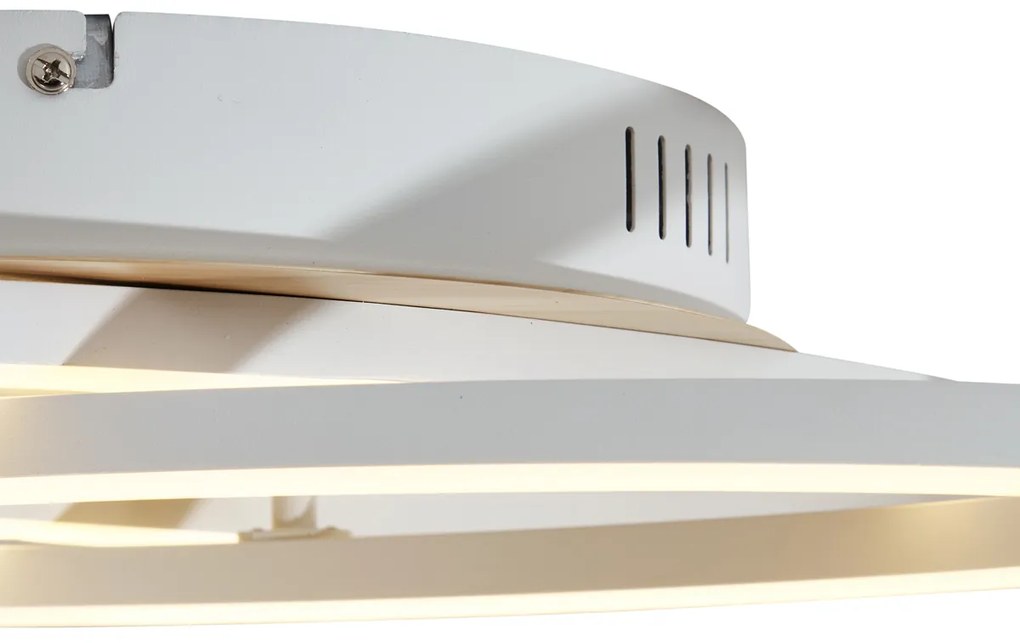 Lampa sufitowa biała z drewnem, w zestawie LED, 3-stopniowa regulacja ściemniania, 2-źródła światła - Kane