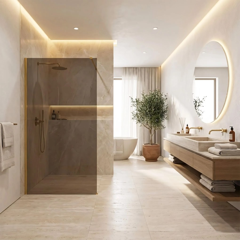 Kabina prysznicowa Walk-In Rea Flexi Brown / Gold 110