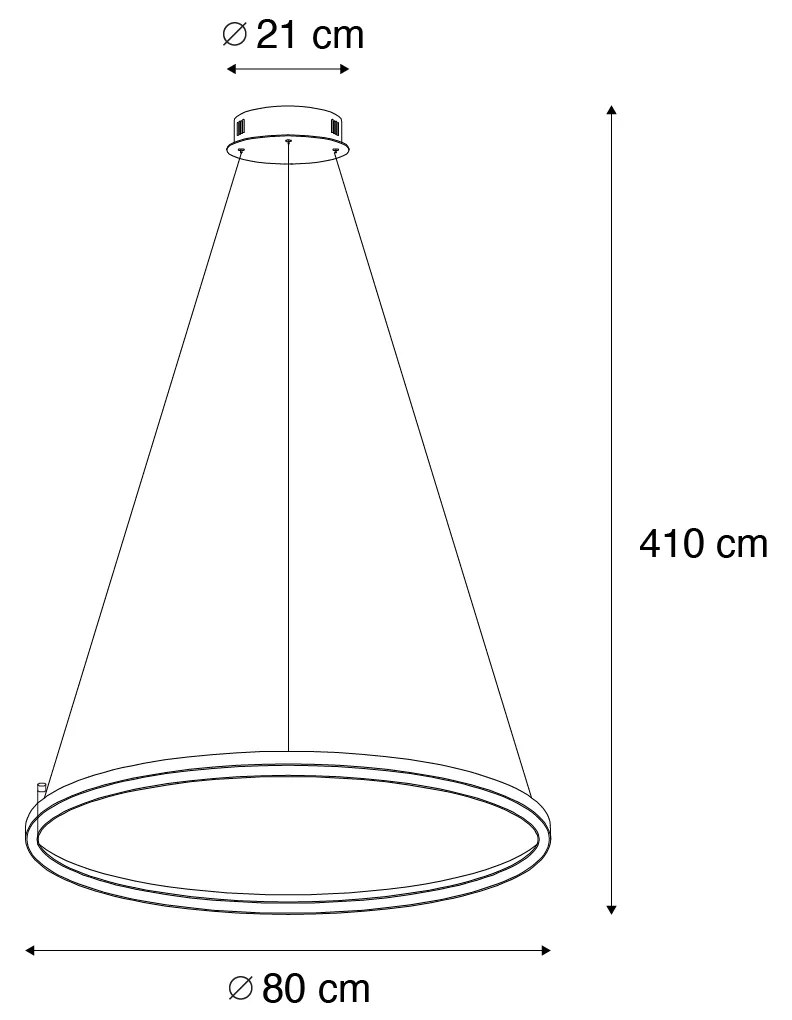 Lampa wisząca czarna 80 cm z 3-stopniowym ściemnianiem LED - GirelloDesignerski Oswietlenie wewnetrzne