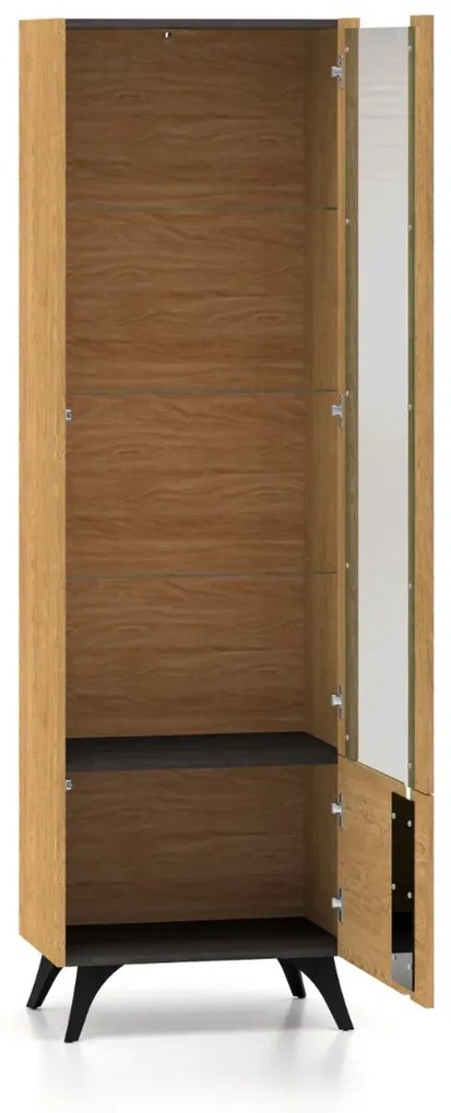 Witryna do salonu HESTIA 1W1D 58cm dąb/czarna prawa ML MEBLE