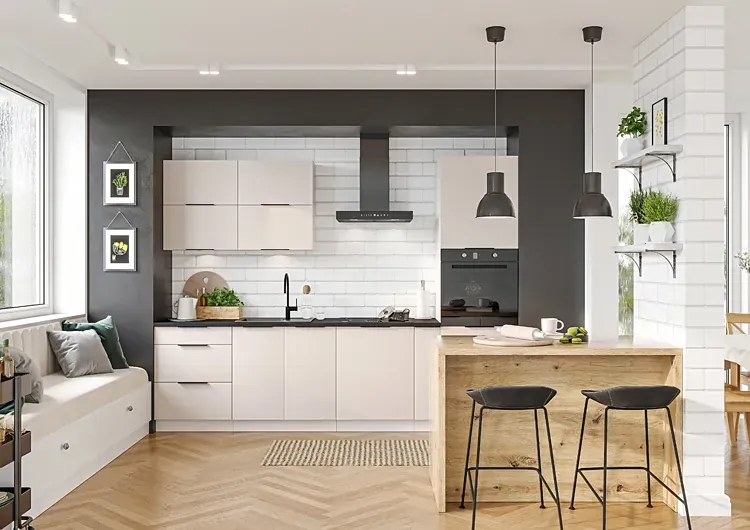 Szafka kuchenna pod zlew 60 cm beż piaskowy E8-H37