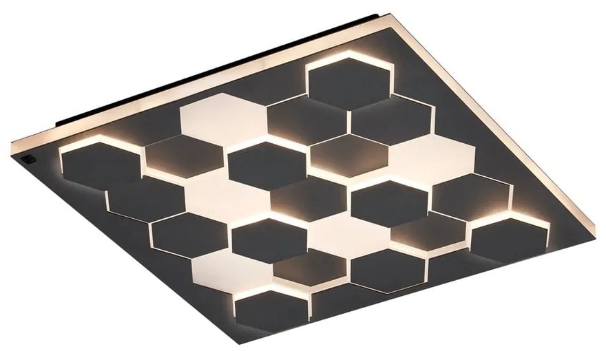 Czarna lampa sufitowa LED ze sterowaniem głosowym/mobilną aplikacją i metalowym kloszem 55x55 cm Cifavo – CINQUE