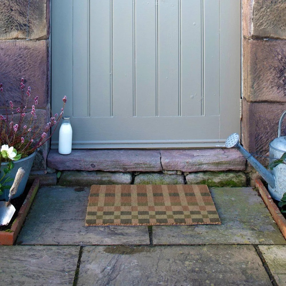 Wycieraczka z włókna kokosowego 40x60 cm Pink and Blue Check – Artsy Doormats