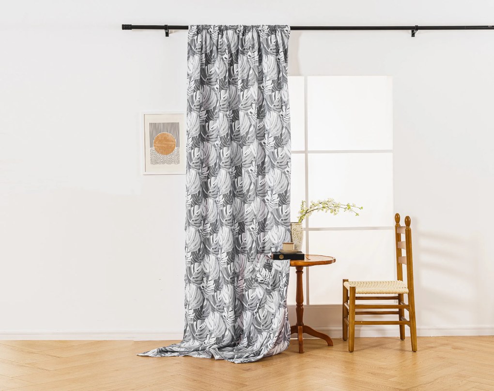 Designerska zasłona FLOCUS 140x270 cm, wzorzysta Zawieszanie: Taśma z wiązaniami