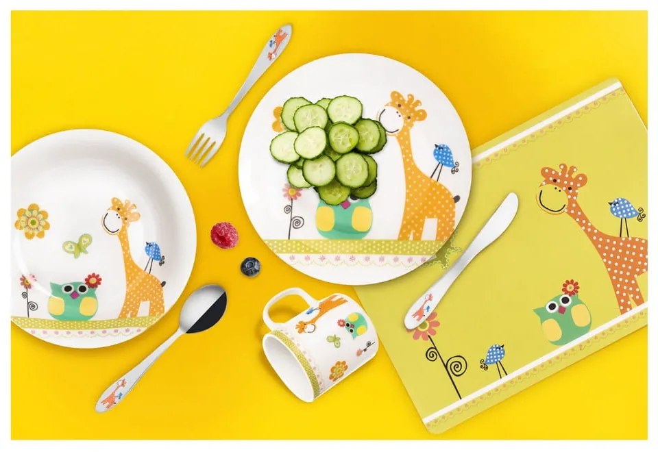 3-częściowy zestaw dziecięcych porcelanowych naczyń Orion Giraffe