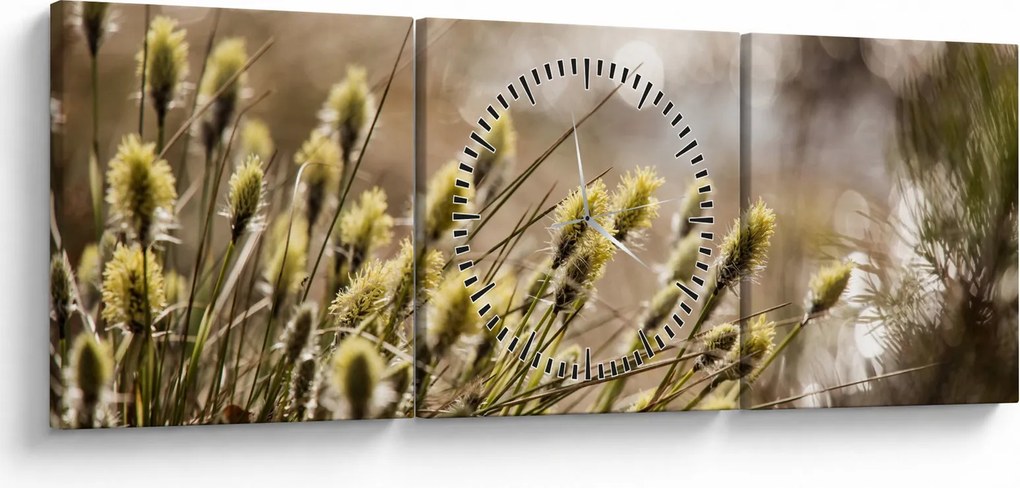 Obraz - Zieleń (z zegarem) (90x30 cm)
