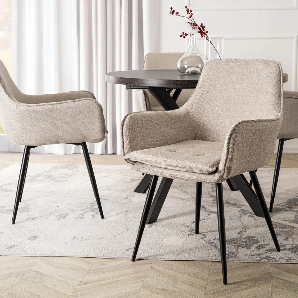 Krzesło Tapicerowane do Jadalni EDRICK Kremowe Nowoczesne Loft