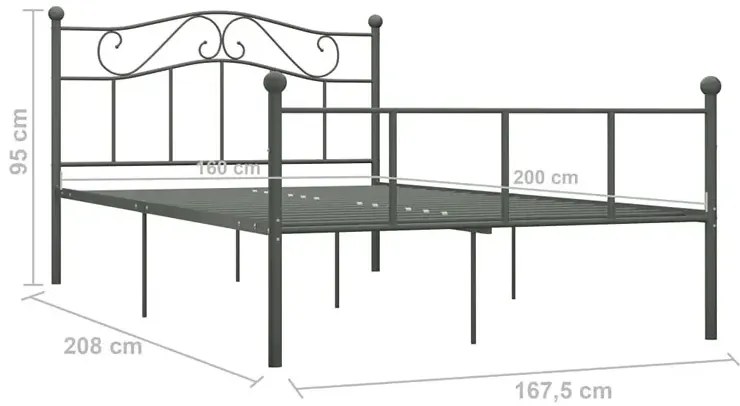 Szare metalowe łóżko 160x200 cm - Fiosa