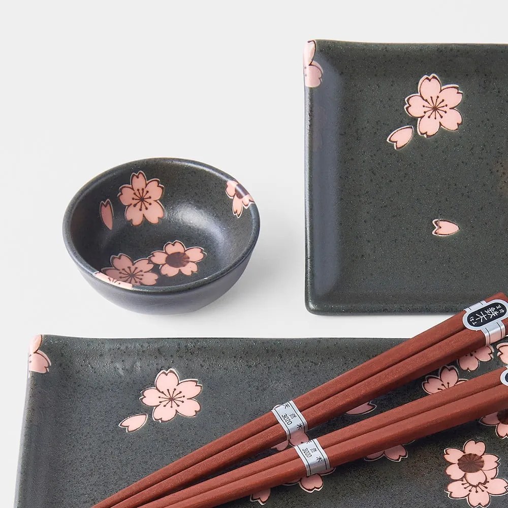6-częściowy komplet szarych naczyń ceramicznych do sushi MIJ Sakura