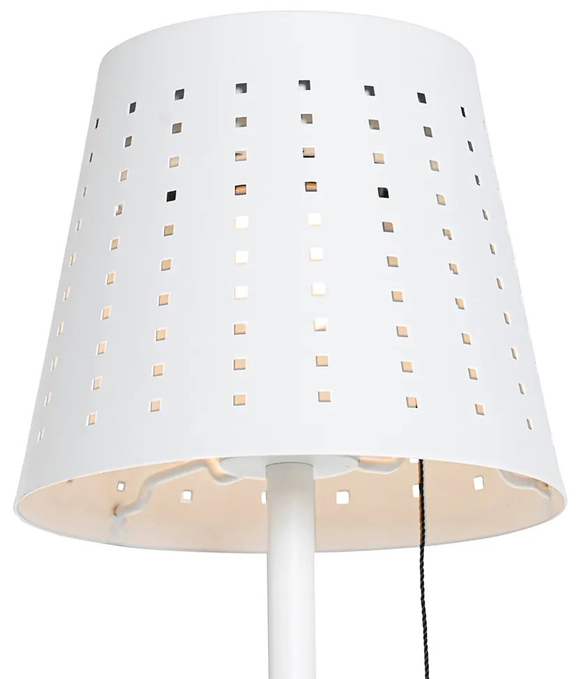 Zewnetrzna Lampa podłogowa zewnętrzna biała z LED 3-stopniowo ściemnialna na solarną - FerreDesignerski Oswietlenie zewnetrzne
