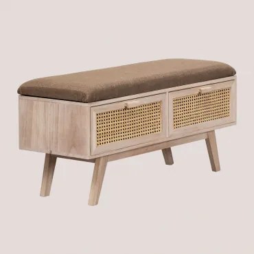 Ławka Z Drewna Z 2 Szufladami Ralik Design Naturalna - Sklum
