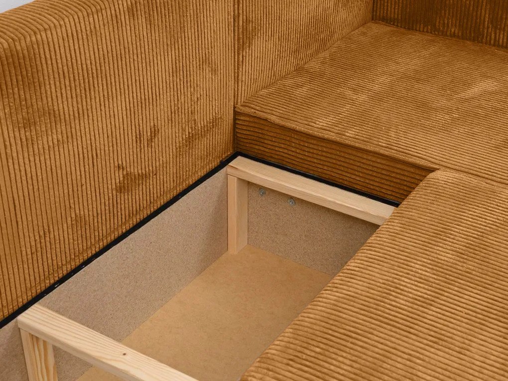 Rozkładana narożna sofa SMART COSARO musztardowa, dwustronna + 2 poduszki GRATIS