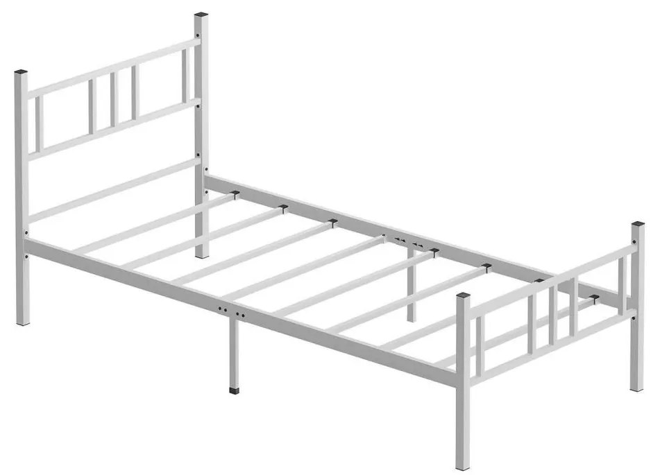 Metalowe łóżko pojedyncze PIRON 90x200 cm białe, nośność 120 kg