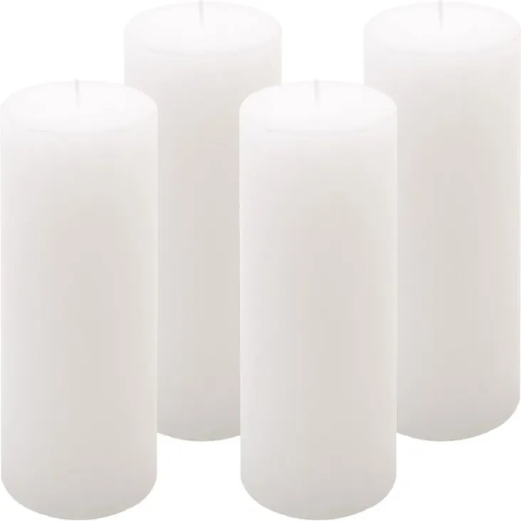 Zestaw świec rustykalnych, 20 cm, Ø 7,5 cm, biały, 4 szt.