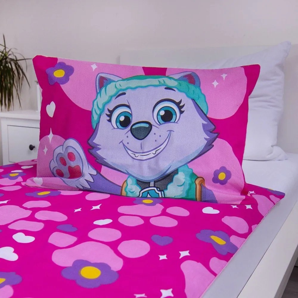 Różowa bawełniana pościel dziecięca do łóżeczka 100x135 cm Paw Patrol "Pawsome friendships grow" – Jerry Fabrics