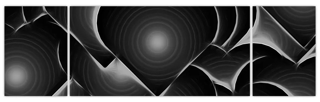 Obraz czarno - białych serc (170x50 cm)