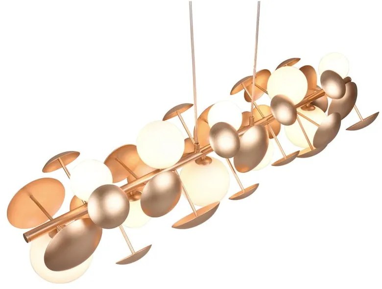 Lampa wisząca w biało-złotym kolorze ze szklanym kloszem Bubble – Trio Select