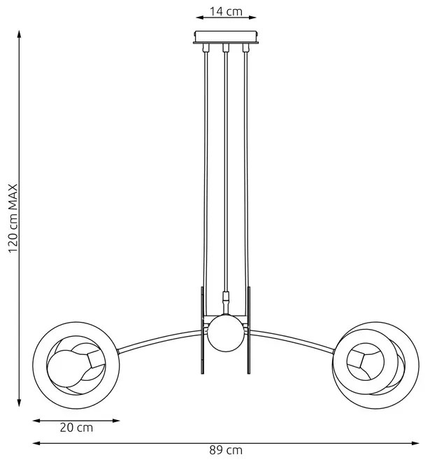 Biała lampa wisząca z czterema punktami światła - 10X D158 R0-E73
