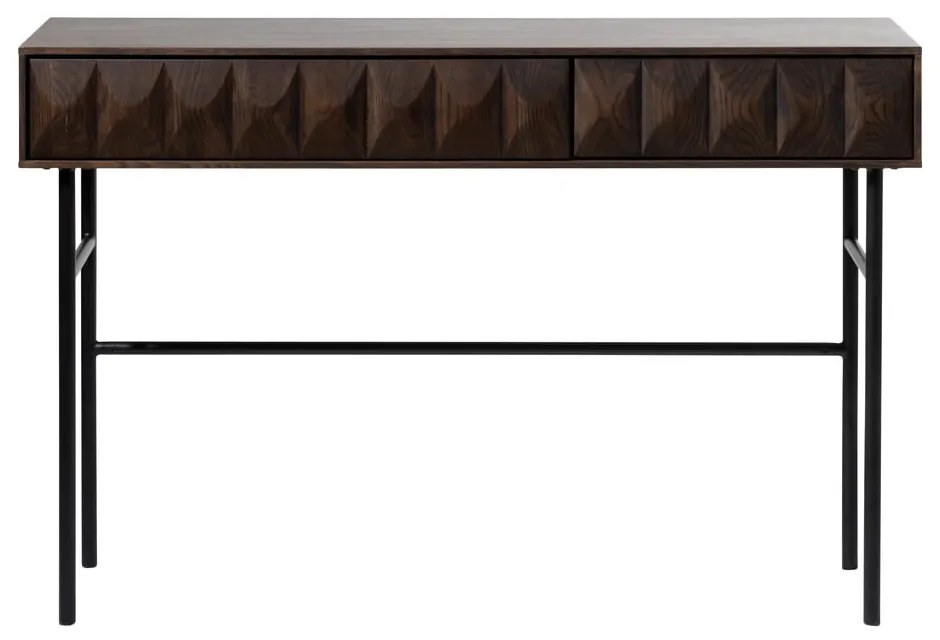 Ciemnobrązowa konsola z blatem w dekorze dębu 39x117 cm Latina – Unique Furniture