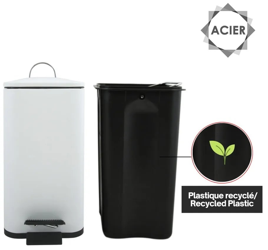 Stalowy kosz na śmieci z pedałem w matowym białym kolorze 5 l Erik – Spirella