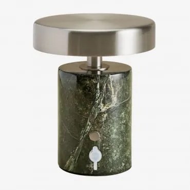 Bezprzewodowa Lampa Stołowa Led Do Użytku Zewnętrznego Z Żelaza I Naturalnego Kamienia Isasia Zielony Marmur Forest - Sklum