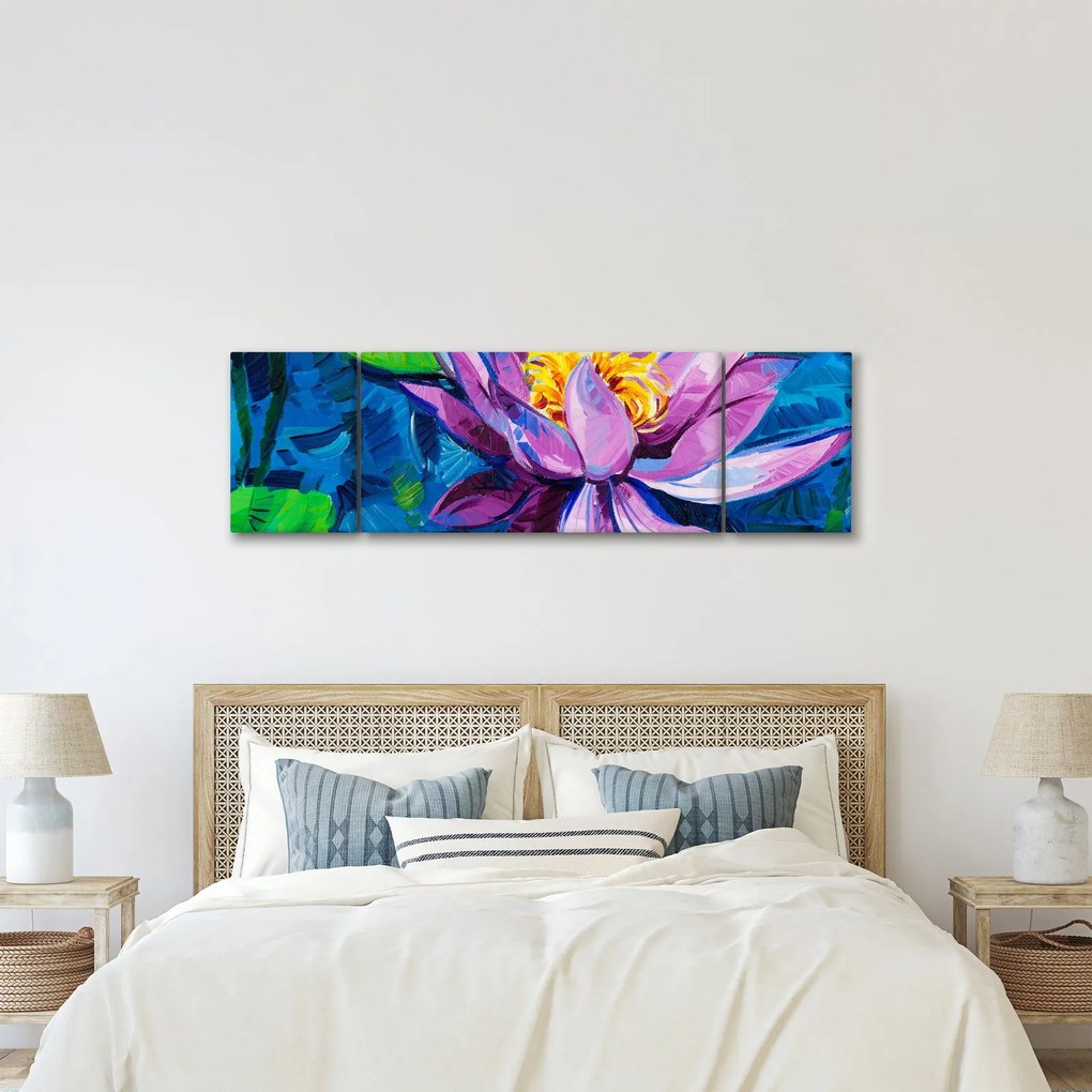 Obraz lilii wodnej na wodzie (170x50 cm)