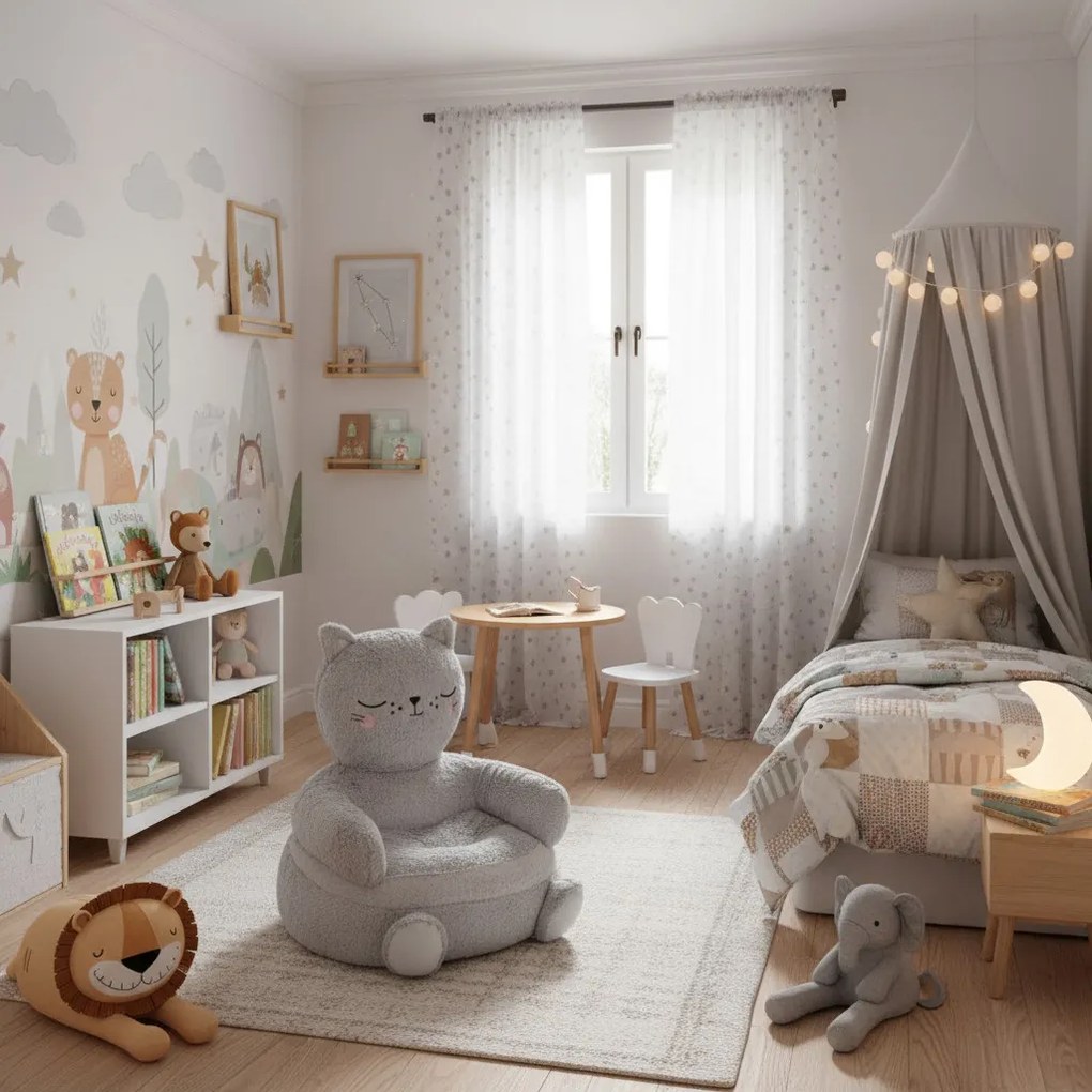 Puf do pokoju dziecięcego w kształcie kota, 45 x 45 cm