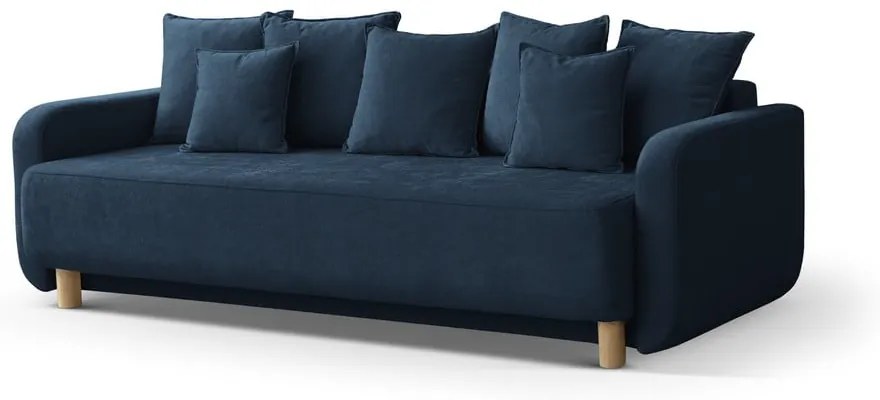 Ciemnoniebieska rozkładana sofa ze schowkiem 231 cm Elen – Micadoni