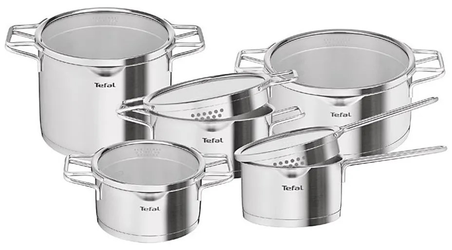 Tefal - 10-częściowy zestaw garnków NORDICA ze stali nierdzewnej
