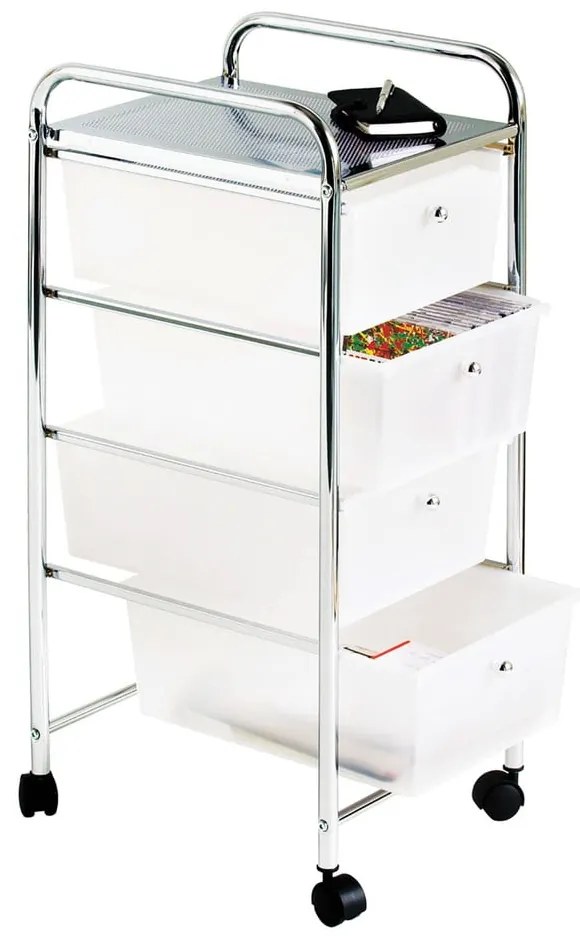 Plastikowy regał na kółkach w biało-srebrnym kolorze 33x79 cm – Premier Housewares