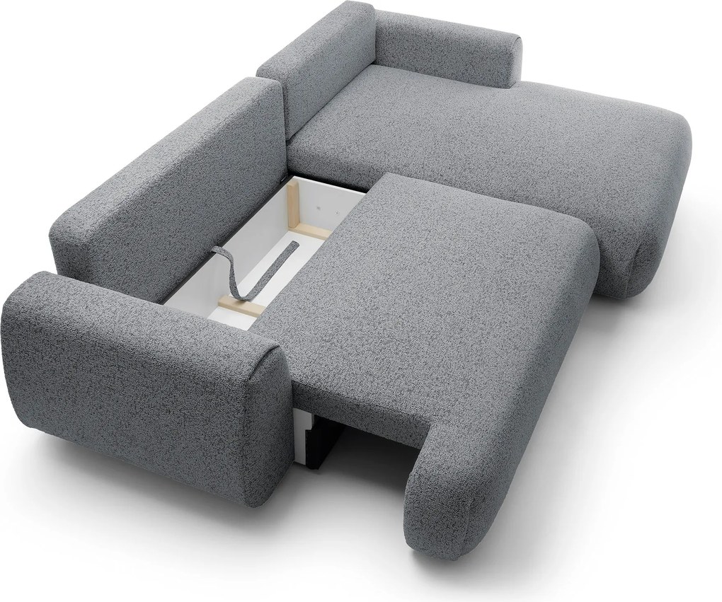 Masseno Narożnik ZEST z funkcją spania i pojemnikiem na pościel Narozniki L, Rozkładana sofa - Szary, PUENTE 94