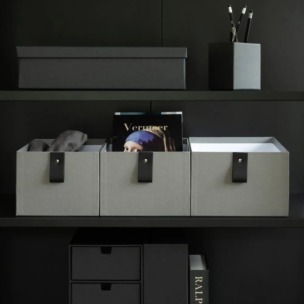 Szare kartonowe pojemniki zestaw 3 szt. 20,5x29,5x14,5 cm Aston Paper Laminate – Bigso