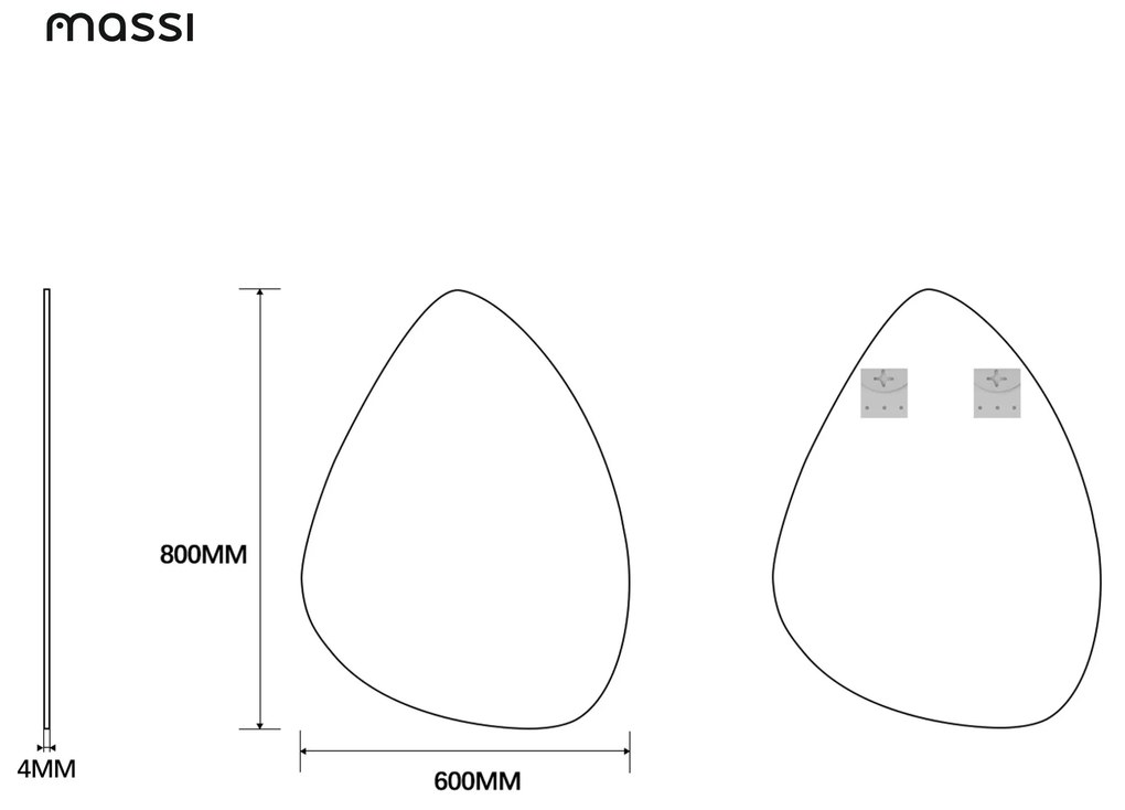 Lustro o nieregularnym kształcie oszlifowane bez podświetlenia DROP | Różny rozmiar | Różne kolory szkła : Kolor tafli szkła - Brązowy, Rozmiar - 80 x 60 cm