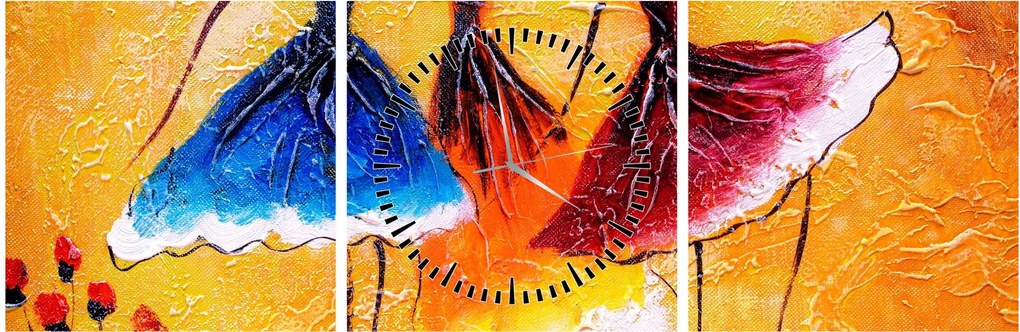 Obraz - Obraz olejny, baletki (z zegarem) (90x30 cm)